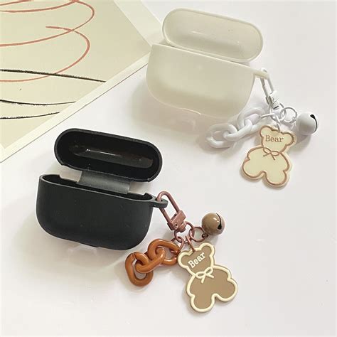 For Realme Buds T100 T300 Case T310 Cute Bear Earphone Cover Colorful Flower Keychain Silicone