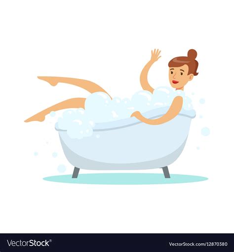 Woman Taking Bubble Bath Part Of People In The Vector Image