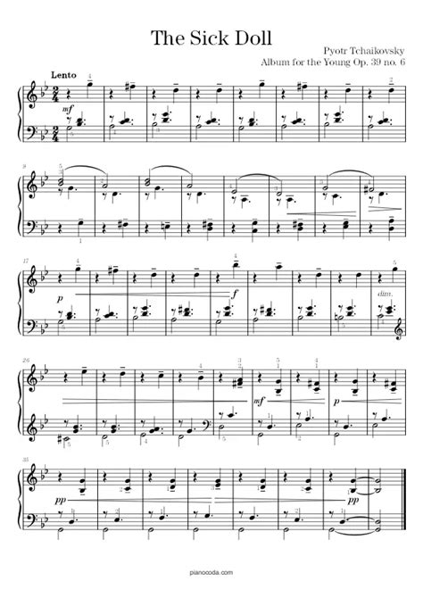 The Sick Doll Free Sheet Music Pianocoda