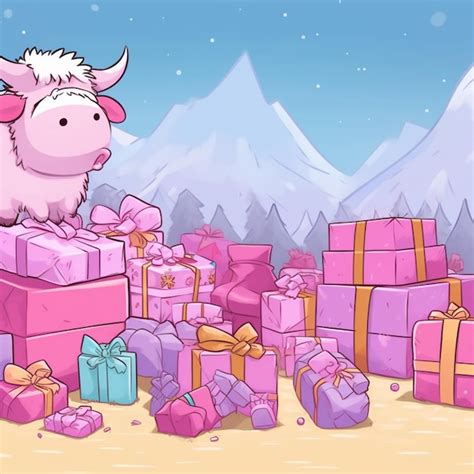 Premium Photo Cartoon Illustration Of A Cow Sitting On A Pile Of