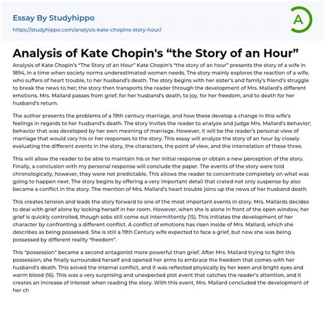 Analysis Of Kate Chopins The Story Of An Hour Essay Example