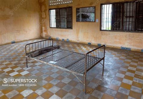 Bed At Interrogation Room Of S Prison Tuol Sleng Genocide Museum In