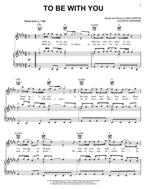 To Be With You By Mr Big Sheet Music For Piano PlayAlong At Sheet