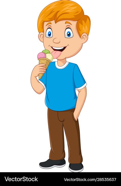 Cartoon Boy Eating Ice Cream Royalty Free Vector Image