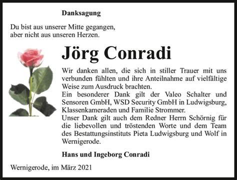 Traueranzeigen Von J Rg Conradi Abschied Nehmen De