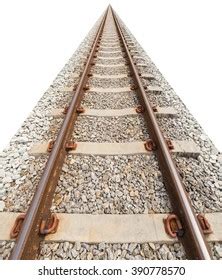 Railroad Track Isolated On White Background Stock Photo 390778570