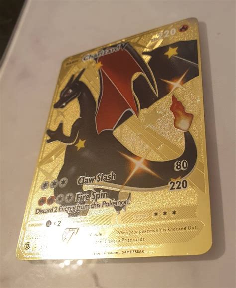 GOLD Shiny Charizard V Pokemon Card METAL Champions Path Etsy