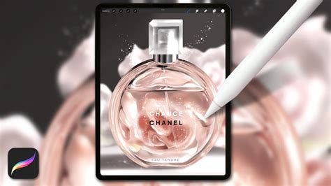 Realistic CHANEL Perfume Bottle With Flower Background IPad Procreate