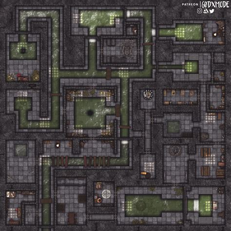 [oc] 50 X 50 Sewer Dungeon Battlemap R Battlemaps