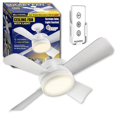 Bell Howell Socket Fan In Indoor White Socket Ceiling Warm Light