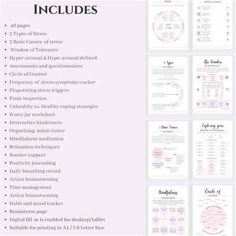 Stress Relief Printables Stress Management Worksheets Self Etsy