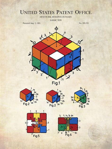 Rubik's Cube | 1983 Ernö Rubik Patent Print