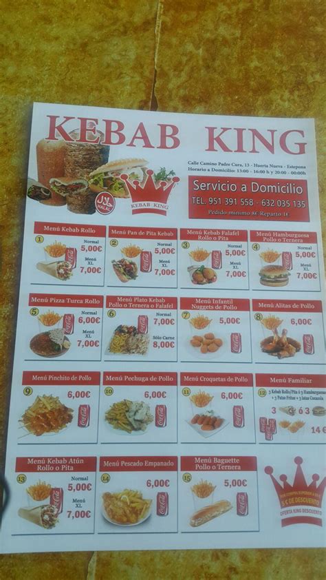 Carta Del Restaurante Kebab King Estepona