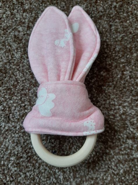 Bunny Ear Wooden Teething Ring Wooden Teething Ring Bunny Etsy