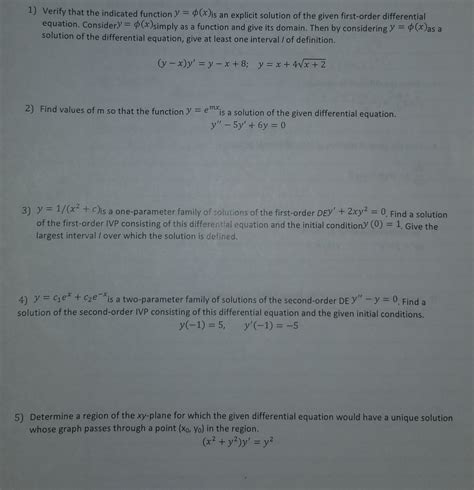 Solved 1 Verify That The Indicated Function Y φ X Is An