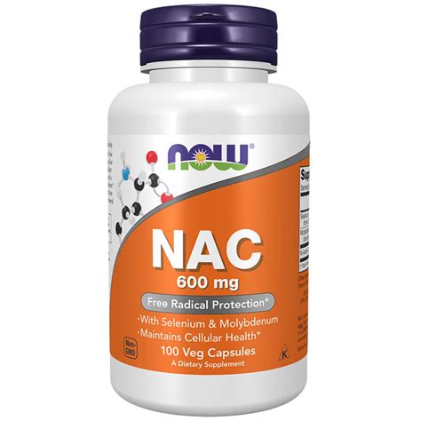 NAC N Acetil L Cisteína 600mg 100 caps NOW Meu Mundo Fit