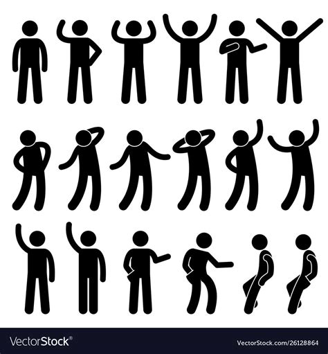 Various Standing Postures Poses Human Man People Vector Image