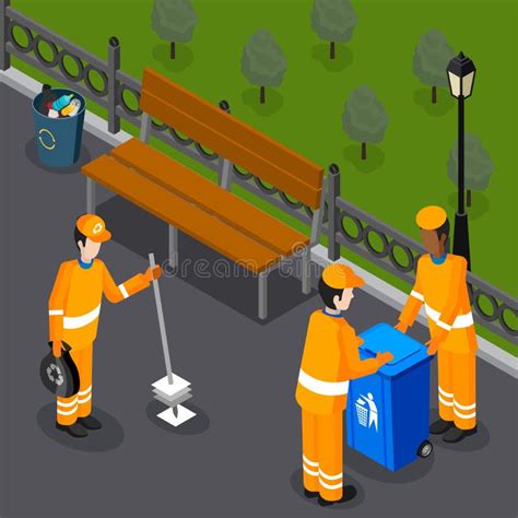 Park Cleaning Team Composition Stock Vector Illustration Of Elements