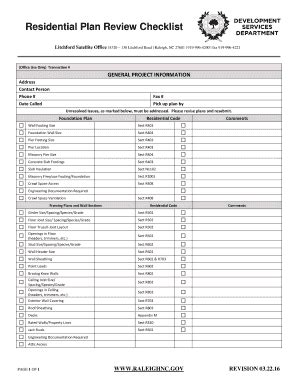 Fillable Online Raleighnc Standard Residential Plan Review Checklist