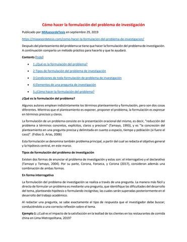 Como hacer la formulación del problema de investigación Jose Ramiro