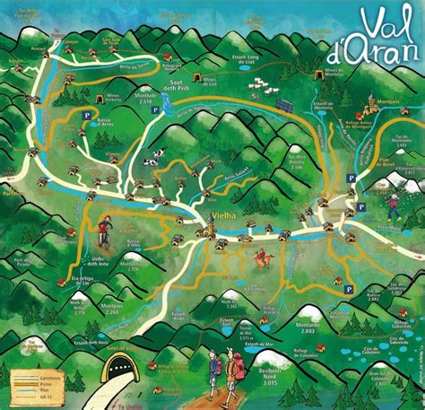 Mapa Ilustrado De La Vall D Aran Catalunya Spain