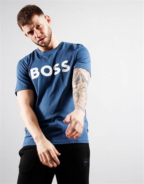 Boss Thinking 1 T Shirt Navy Terraces Menswear