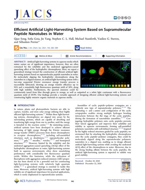 Pdf Efficient Artificial Light Harvesting System Based On