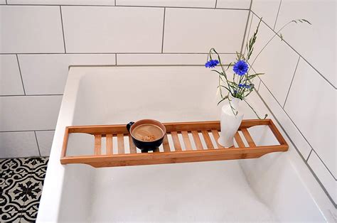 Bamboo Bathtub Caddy Rack Book Shelf Holder Tray Over The Bath Rack