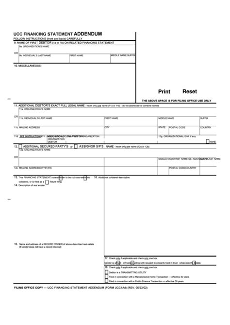 Fillable Ucc 1 Forms Printable Forms Free Online