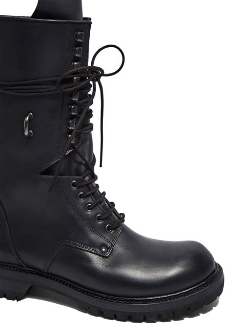 Rick Owens Mens Elastic Long Chunky Lace Up Boots In Black In Black