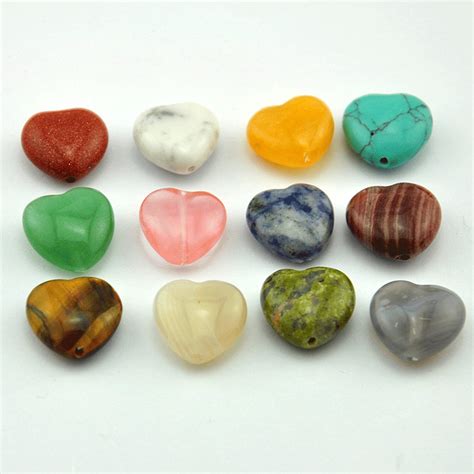 16mm Crystal Heart Beads12 Choices Gemstone Heart Shape Etsy