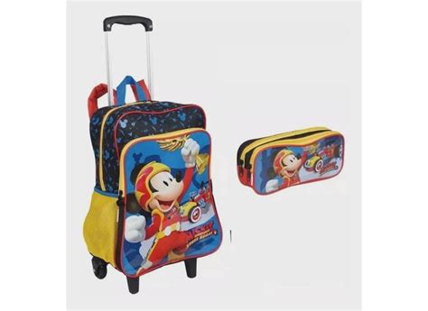 Kit Mochila Escolar Infantil Masculina Mickey Mouse Tamanho G