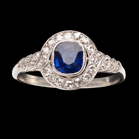 Sapphire Diamond Ring Anne Schofield Antiques