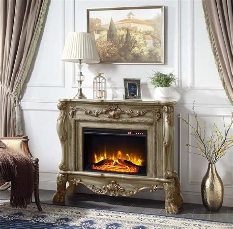 Ac Gold Patina Finish Fireplace Dresden Collection By Acme Furniture