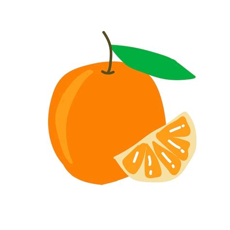 Adesivo vetorial fatia de fruta laranja fruta laranja desenhada à mão