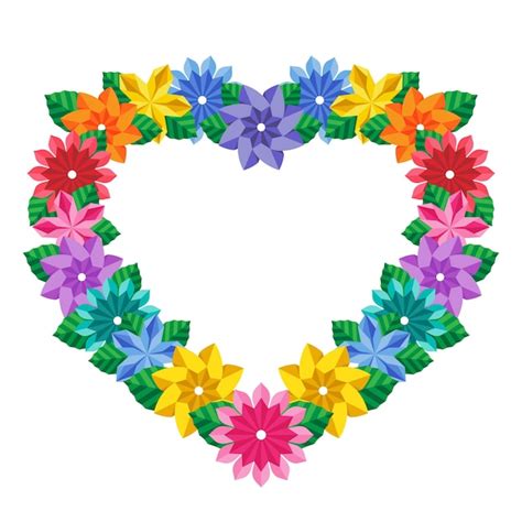 Premium Vector Origami Paper Flower Heart Border Frame