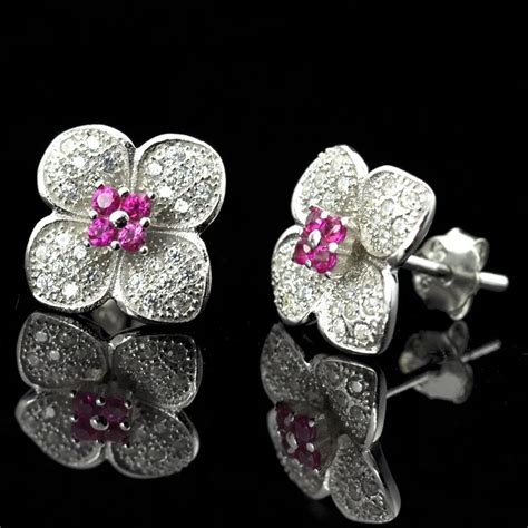 S925 Sterling Silver Earring 100 Pure S925 Silver AAA Crystal Stud