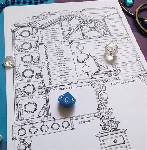 Dnd 5e Wizard Character Sheet Printable Fillable Pdf Dungeon And Dragons Digital Download