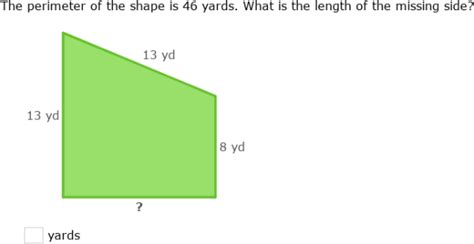 Ixl Perimeter Find The Missing Side Length Th Grade Math