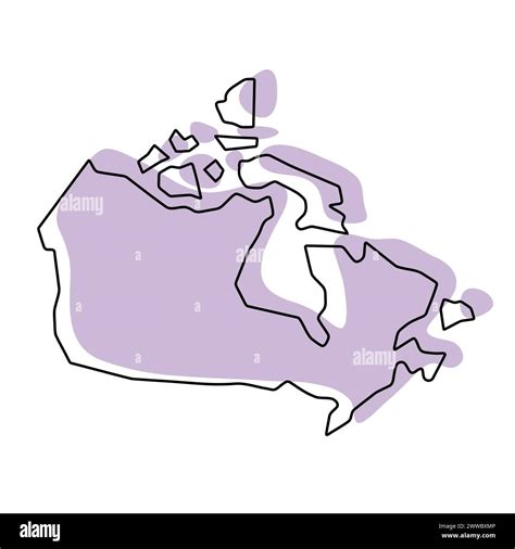 Canada Country Simplified Map Violet Silhouette With Thin Black Smooth