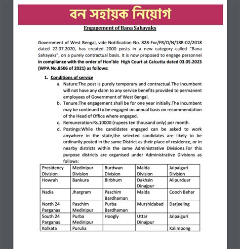 WB Forest Bana Sahayak Recruitment 2023 বন সহযক 2000 Cancel List