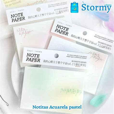 Notitas Acuarela Pastel Libreria Stormy