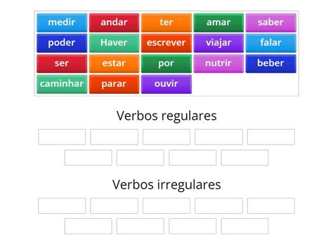 Verbos Regulares E Irregulares Ordenar Por Grupo