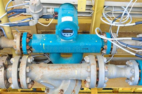 Flow Meter For Measure Oil Liquid And Gas In The System Stock Image