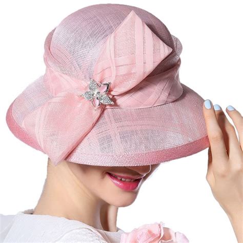 Women Hat Summer Hats Sinamay Bow Pink Cr Aj P R