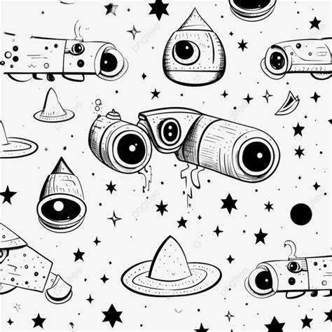 Black White Space Star Binoculars Doodle Space Wars Black White