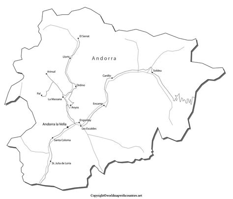 Free Printable Labeled And Blank Map Of Andorra In Pdf