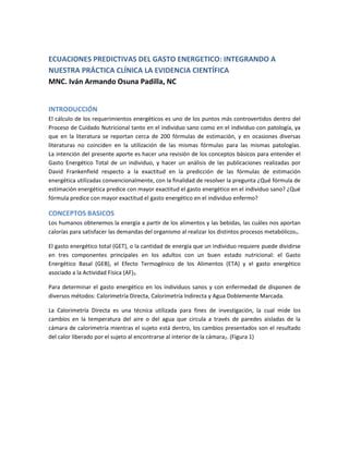 Ecuaciones Predictivas Del Gasto Energ Tico Pdf