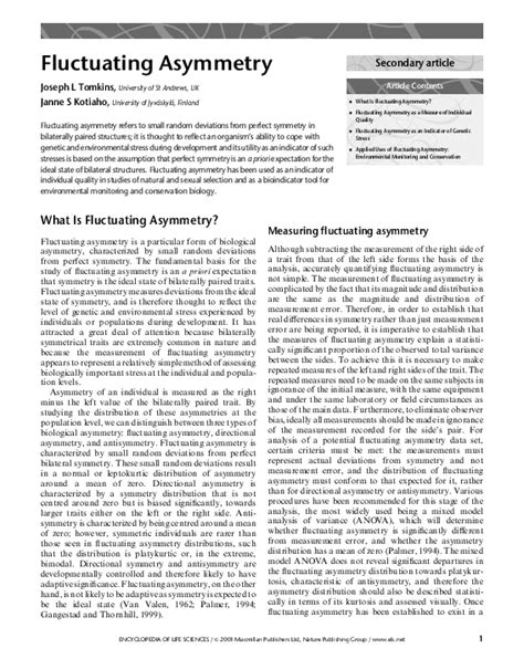 Pdf Fluctuating Asymmetry