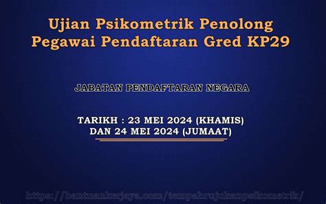 Psikometrik Penolong Pegawai Pendaftaran Gred Kp Jpn